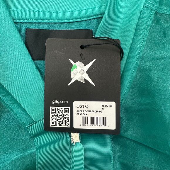 GSTQ Sheer Bomber Jacket - Size Medium - Peacock - $198 Retail - Picture 8 of 8